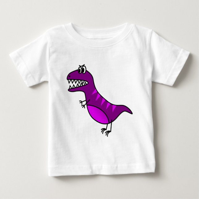 Cute purple angry cartoon dinosaur baby T-Shirt (Front)