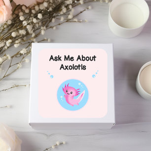 Cute Purple Ask Me About Axolotls Salamander Square Sticker