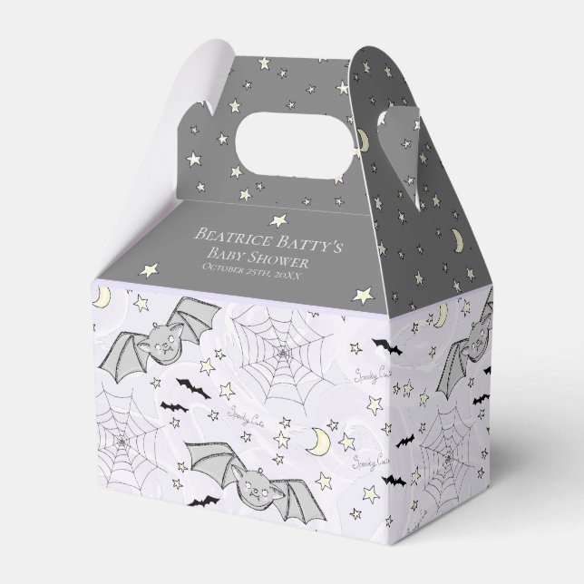 Cute Purple Baby Bats Halloween Favor Boxes (Front Side)