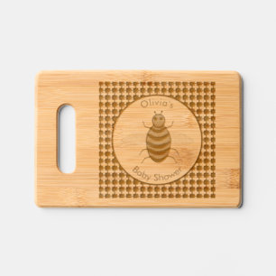 Cute Purple Baby Bee Baby Shower Custom Engraved Cutting Board