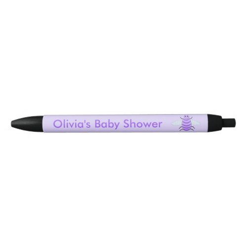 Cute Purple Baby Bee Gender Neutral Baby Shower Blue Ink Pen