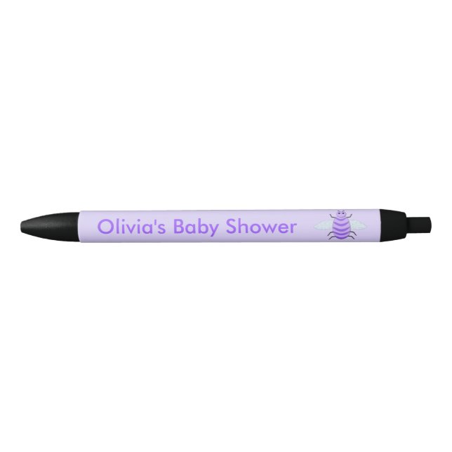Cute Purple Baby Bee Gender Neutral Baby Shower Pen (Front)