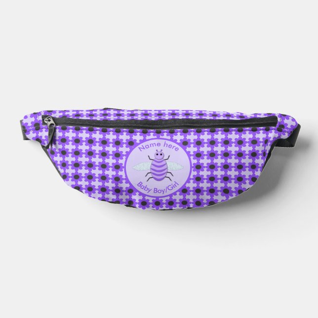 Cute Purple Baby Bee Gender Neutral Custom Fanny Pack (Lay Down)