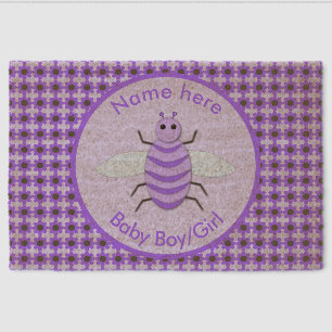 Cute Purple Baby Bee Gender Neutral Custom Fiber Doormat