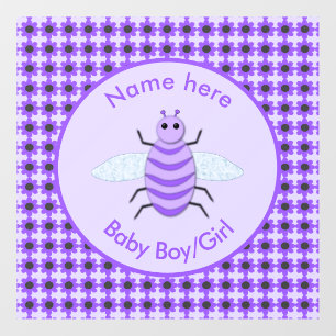 Cute Purple Baby Bee Gender Neutral Custom Nursery Wall Decal