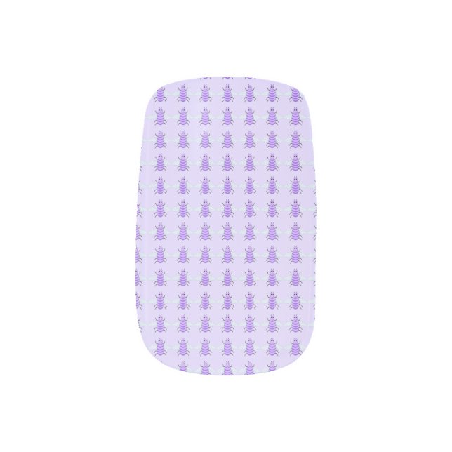 Cute Purple Baby Bee Gender Neutral Minx Nail Art (Left Thumb)