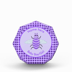 Cute Purple Baby Bee Gender Reveal Neutral Custom Acrylic Award