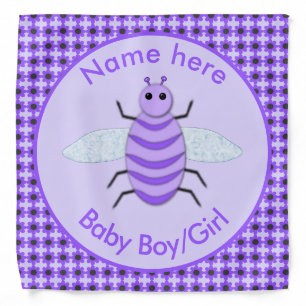 Cute Purple Baby Bee Gender Reveal Neutral Custom Bandana