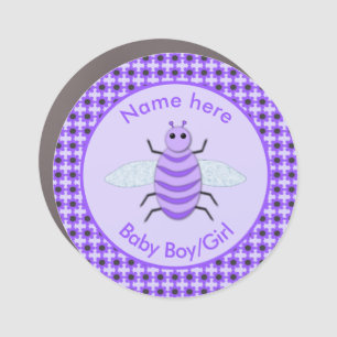 Cute Purple baby Bee Gender Reveal Neutral Custom Car Magnet