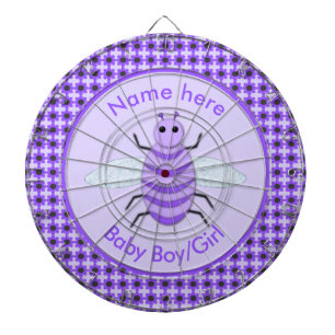 Cute Purple Baby Bee Gender Reveal Neutral Custom Dart Board
