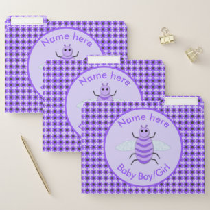 Cute Purple Baby Bee Gender Reveal Neutral Custom File Folder