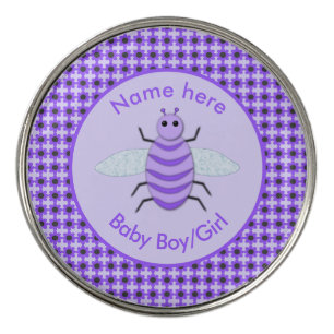 Cute Purple Baby Bee Gender Reveal Neutral Custom Golf Ball Marker