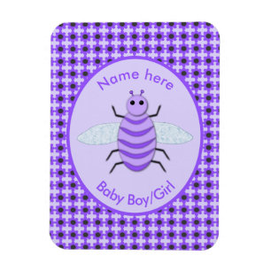 Cute Purple Baby Bee Gender Reveal Neutral Custom Magnet