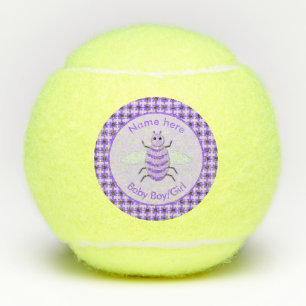 Cute Purple Baby Bee Gender Reveal Neutral Custom Tennis Balls