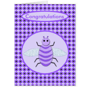 Cute Purple Baby Bee Neutral Congratulations Card