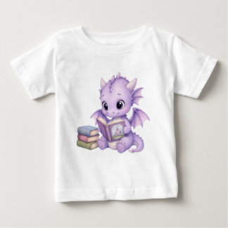 Cute Purple Baby Dragon Reading Storybook Kids T-Shirt