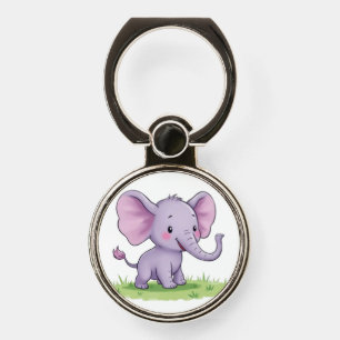 Cute Purple Baby Elephant Phone Ring Holder