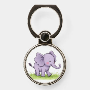 Cute Purple Baby Elephant Phone Ring Holder