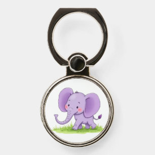 Cute Purple Baby Elephant Phone Ring Holder