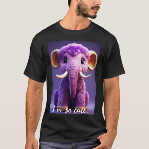 Cute Purple Baby Woolly Elephant With Big Eyes T_Shirt