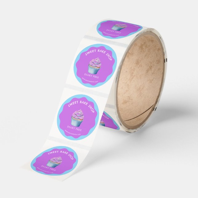 Cute purple Bakery business Sticker Roll (Roll)