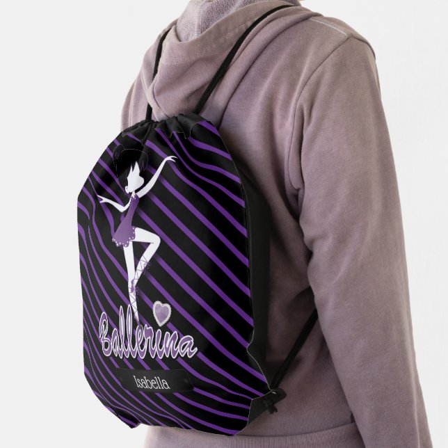 Cute Purple Ballerina Girl | Ballet Dancer  Drawstring Bag (Insitu)