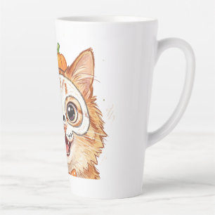 Cute Purple Bat Halloween Colored Pencil Illustrat Latte Mug