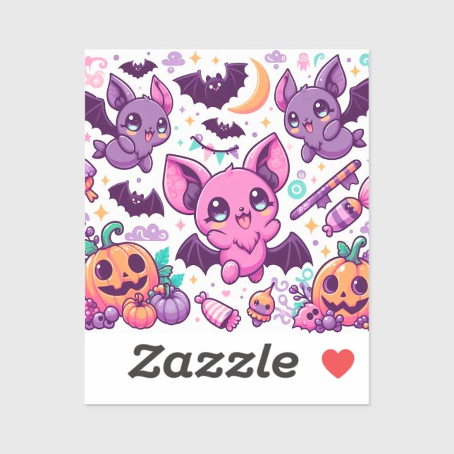 Cute purple bats halloween candy sticker (Sheet)