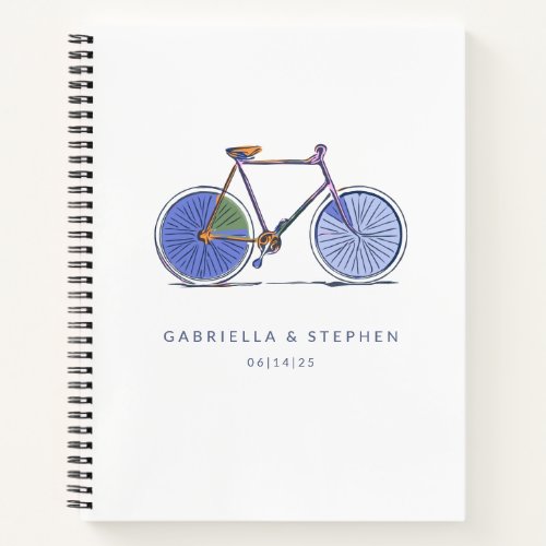 Cute Purple Bicycle Line Art Drawing Personalized  Notebook