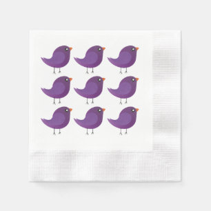 Cute Purple Bird Illustration Napkins