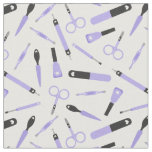 Cute Purple Black Manicurist Tools Pattern Fabric