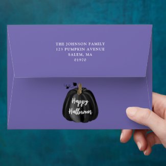 Cute Purple Black Pumpkin Halloween Return Address
