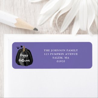 Cute Purple Black Pumpkin Halloween Return Address