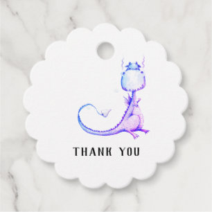 * Cute Purple Blue Dragon Baby Shower Thank You Favor Tags