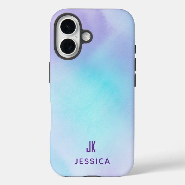Cute Purple Blue Ombre Personalized Name  Case-Mate iPhone Case (Back)