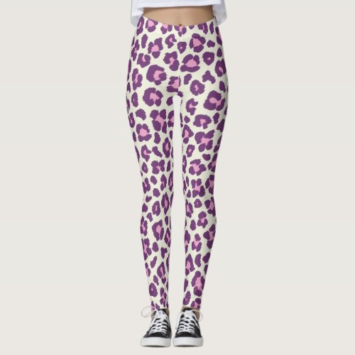 Cute Purple Bold and Beautiful Leopard Animal  Leggings