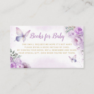 Cute Purple Books for Baby Butterfly Baby Shower Enclosure Card