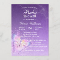 Cute Purple Butterfly Baby Shower Templates