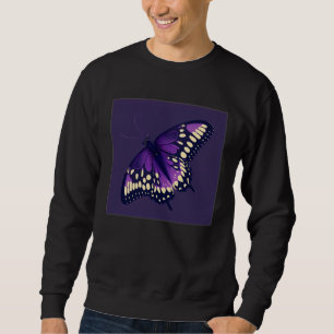 Cute Purple Butterfly Illustration Retro Minimal W Sweatshirt