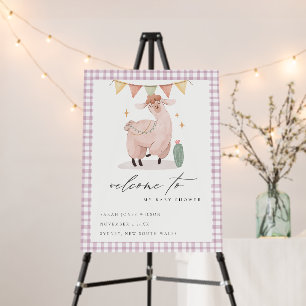 Cute Purple Cactus Boho Llama Baby Shower Welcome Foam Board