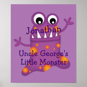 Cute Purple Cartoon Blob Monster Fun for Kids Poster