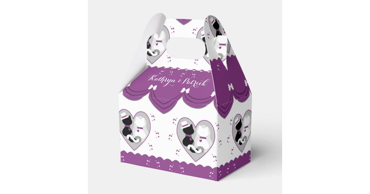 Cute Purple Cat Bride Groom Wedding Favor Box Zazzle Com