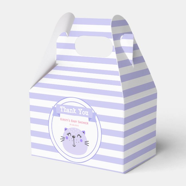 Cute Purple Cat | Lilac Baby Shower 'Thank You'