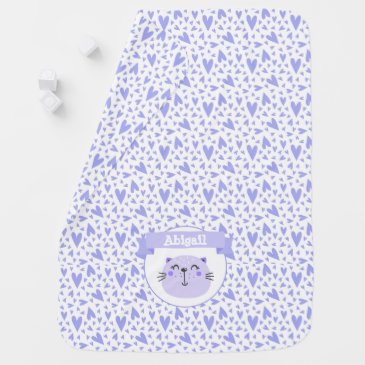 Cute Purple Cat | Lilac Hearts | Personalized Stro
