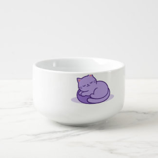 Cute Purple Cat Moon Soup Mug Gift