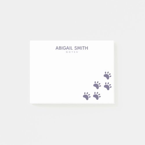 Cute Purple Cat Paw Prints _ Personalized Post_it Notes
