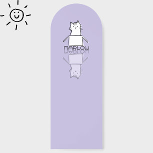 Cute Purple Cat Reflection Doodle Custom Name Bookmarks