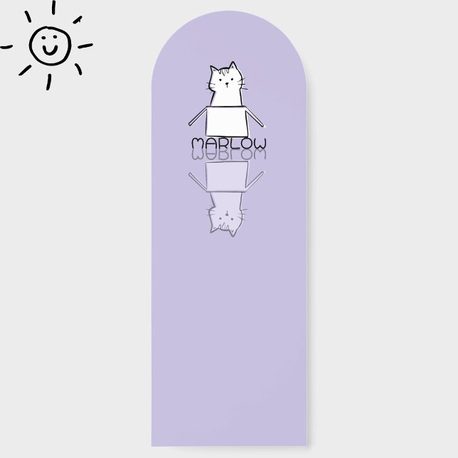 Cute Purple Cat Reflection Doodle Custom Name  Bookmarks (Creator Uploaded)