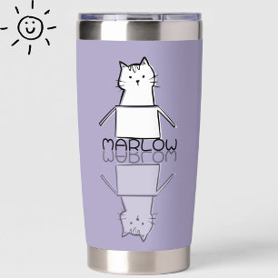 Cute Purple Cat Reflection Doodle Custom Name Insulated Tumbler