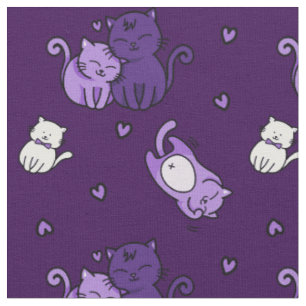 Cute Purple Cats on Purple Cheeky Witch® Cat Lover Fabric